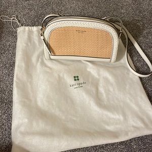 Kate Spade Straw and White Leather Crossbody